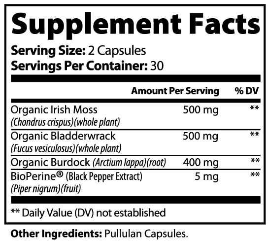 Sea Moss Trio: Bladderwrack & Burdock. Supports Wellness, Thyroid Function & Immune System - NuOhm