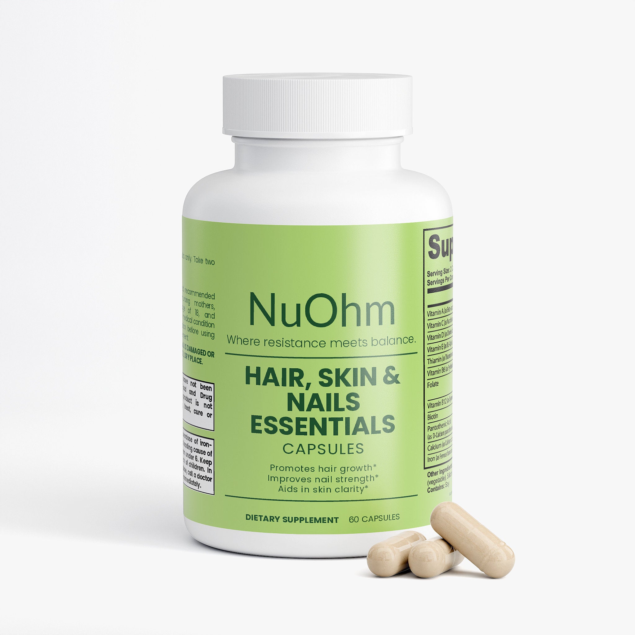 Hair Skin Nails Essentials - Advanced Vitamin Complex - NuOhm