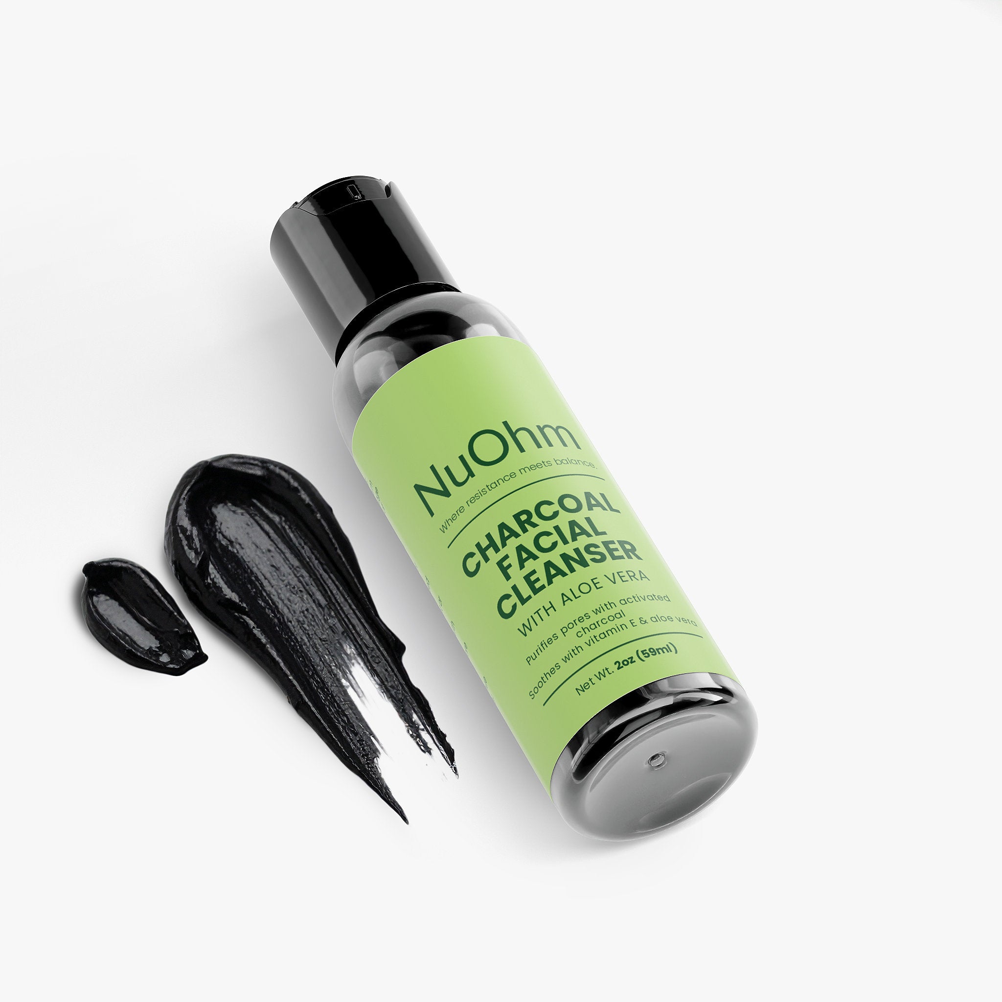 Paraben-Free Charcoal Cleanser for Deep, Gentle Clean - Perfect for Morning or Night - NuOhm