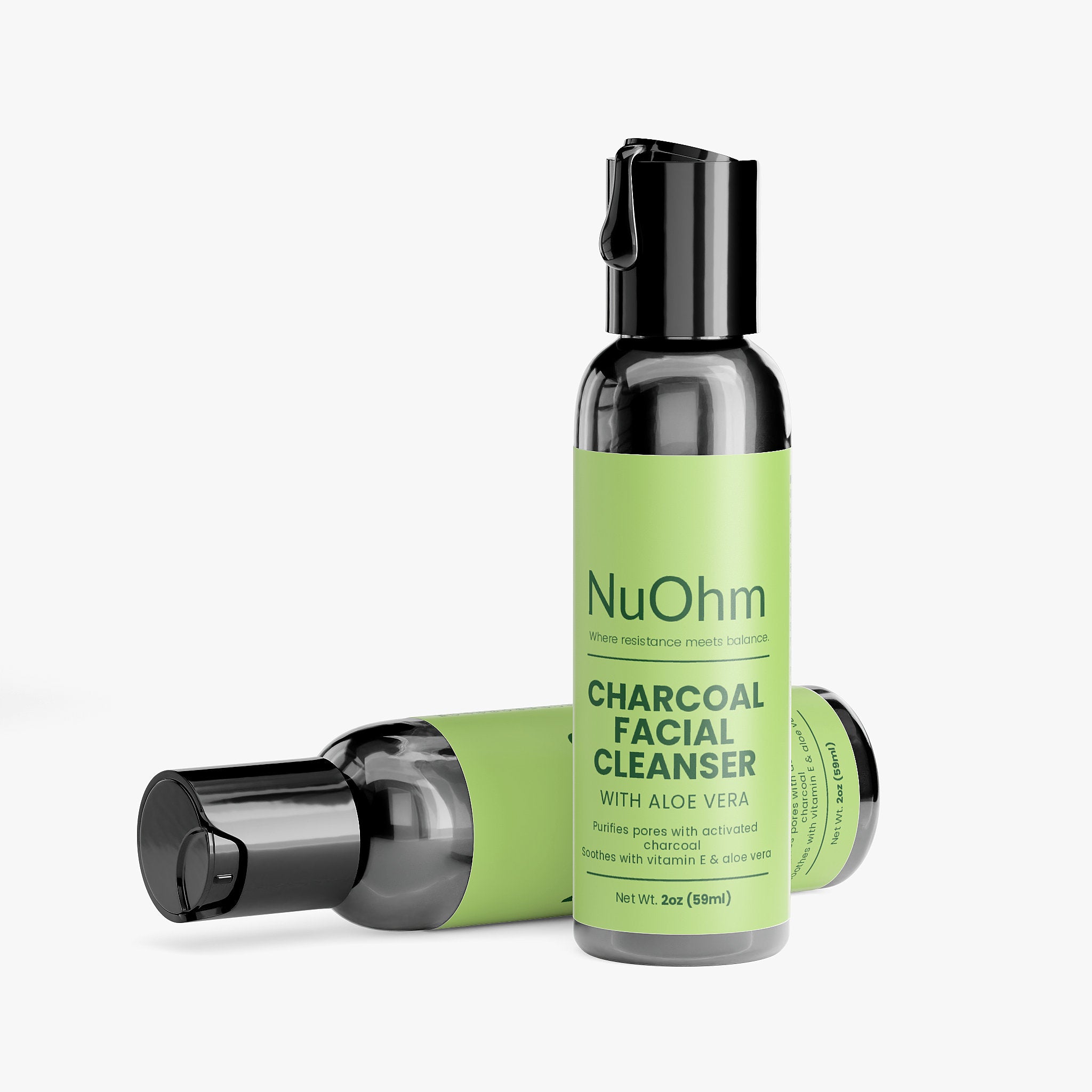 Paraben-Free Charcoal Cleanser for Deep, Gentle Clean - Perfect for Morning or Night - NuOhm
