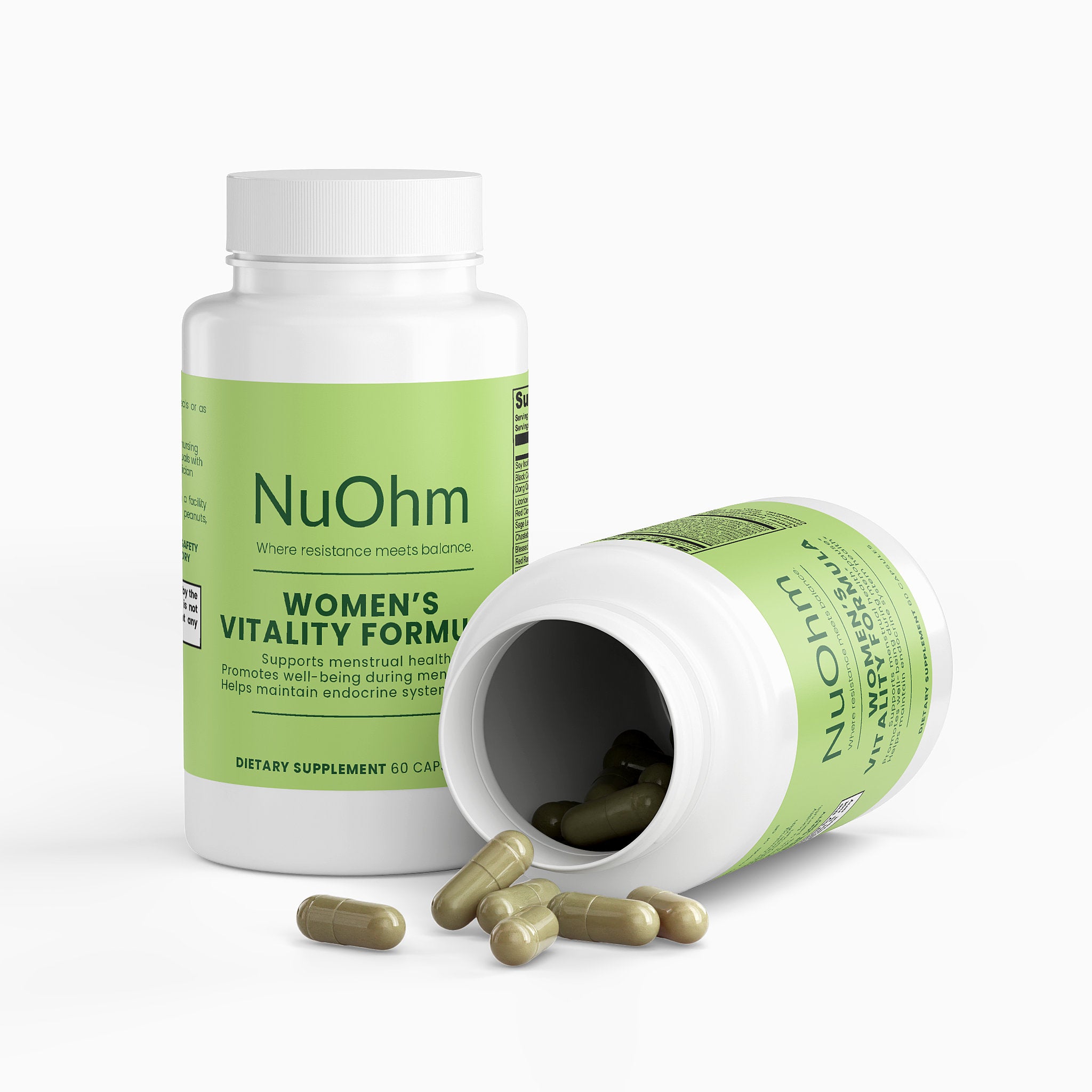 Feminine Wellness Support - Dong Quai, Black Cohosh, Red Clover, Sage Leaf, Chasteberry - NuOhm