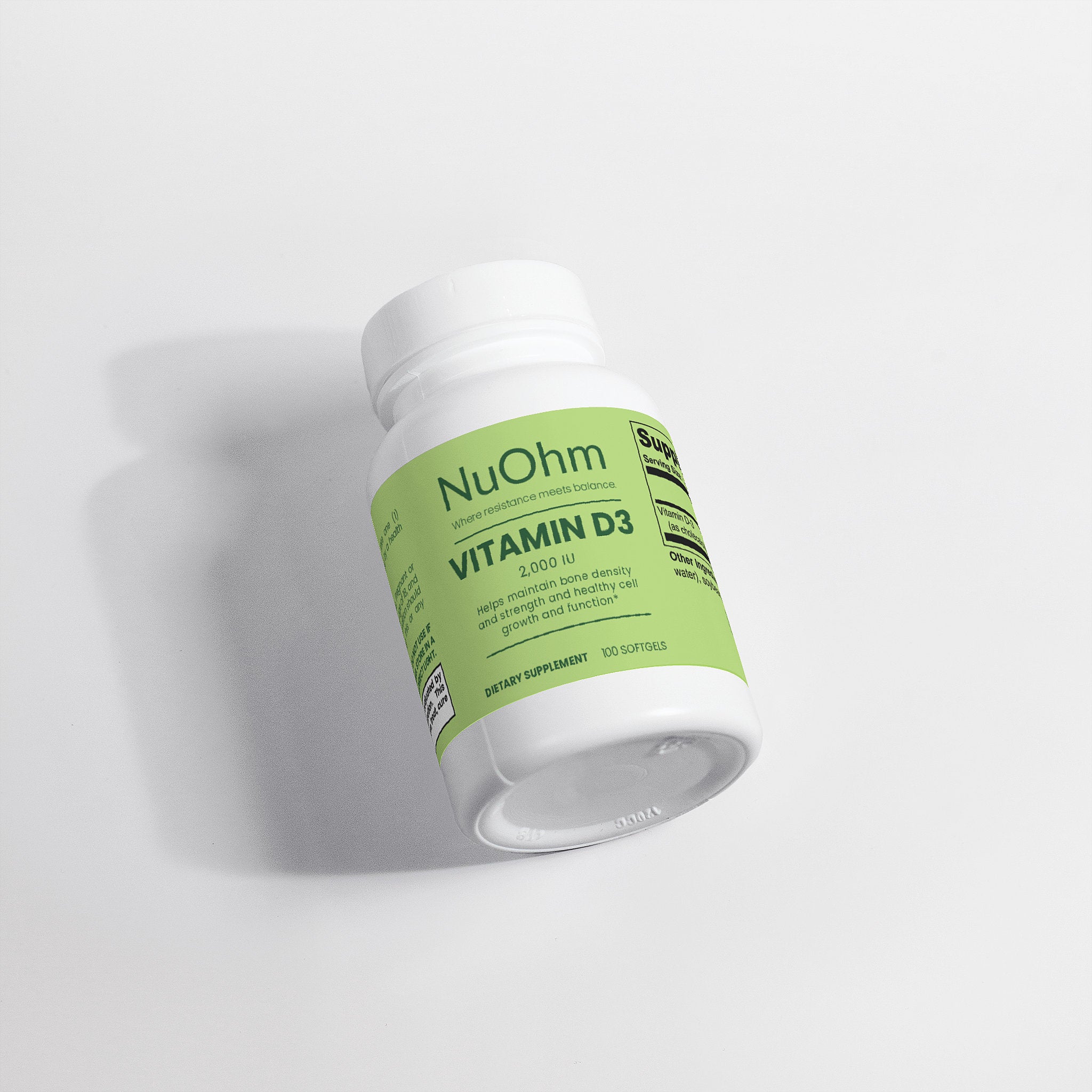 High-Quality Vitamin D3 for Supporting Bone, Mood & Vitality - Immune & Muscle Support - NuOhm
