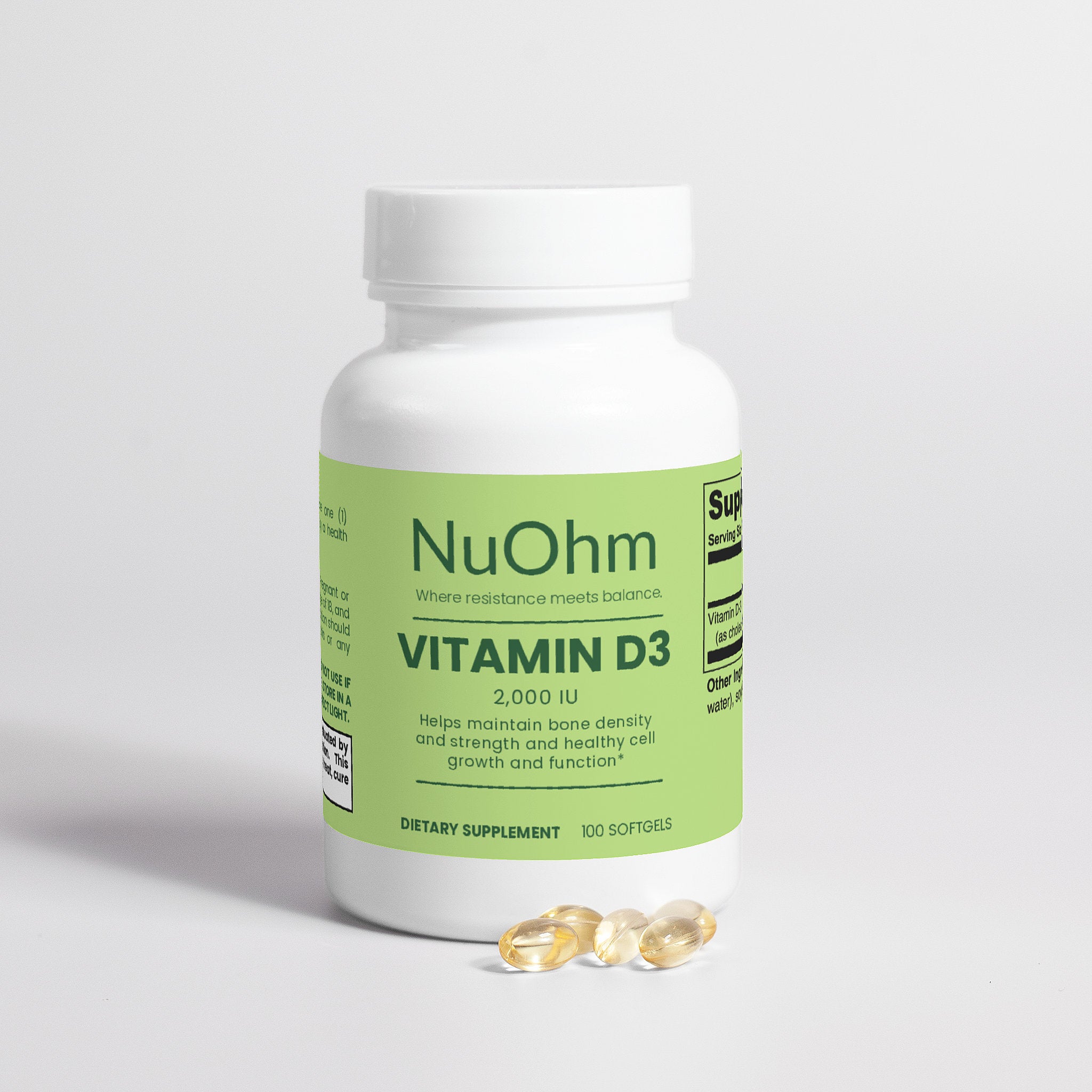 High-Quality Vitamin D3 for Supporting Bone, Mood & Vitality - Immune & Muscle Support - NuOhm