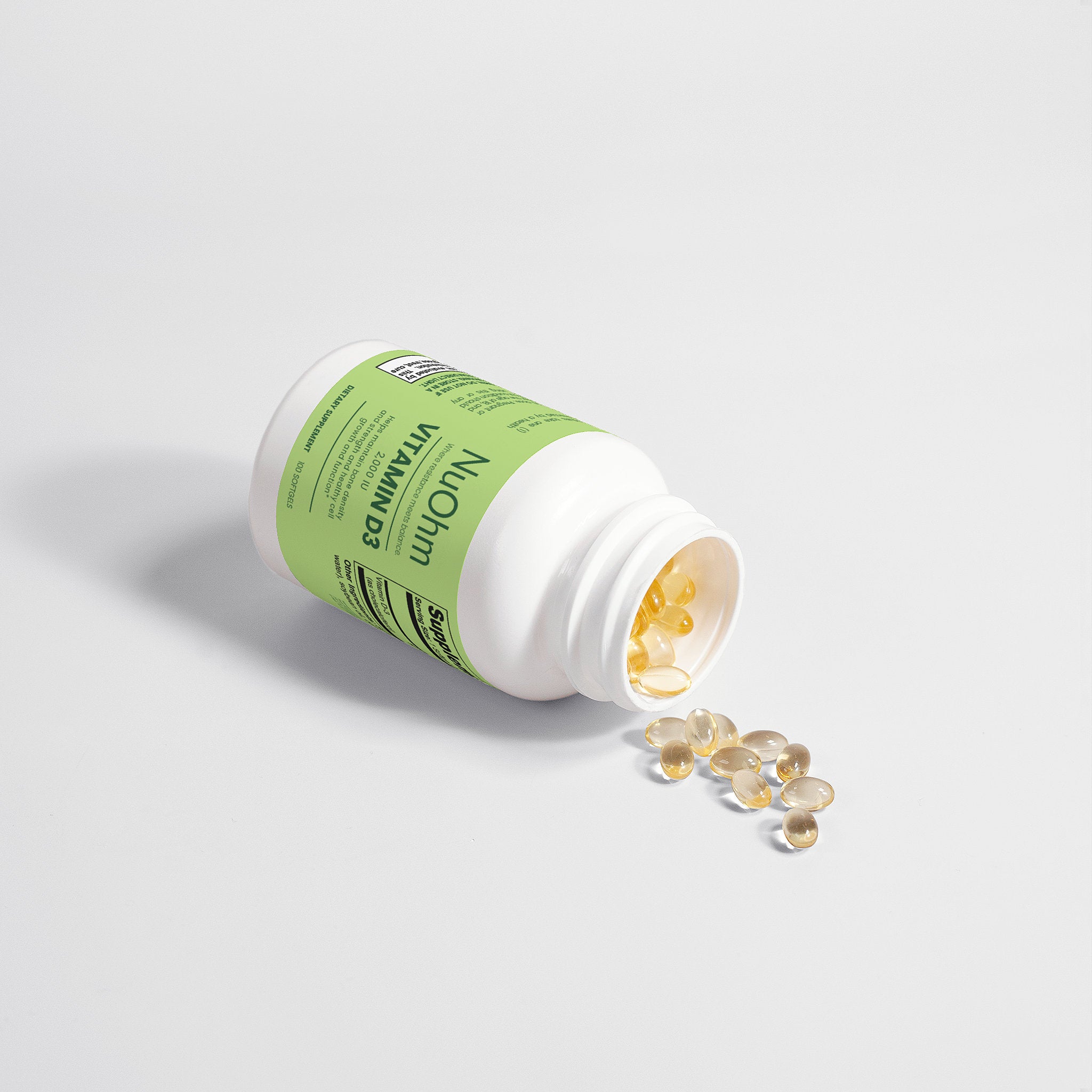 High-Quality Vitamin D3 for Supporting Bone, Mood & Vitality - Immune & Muscle Support - NuOhm