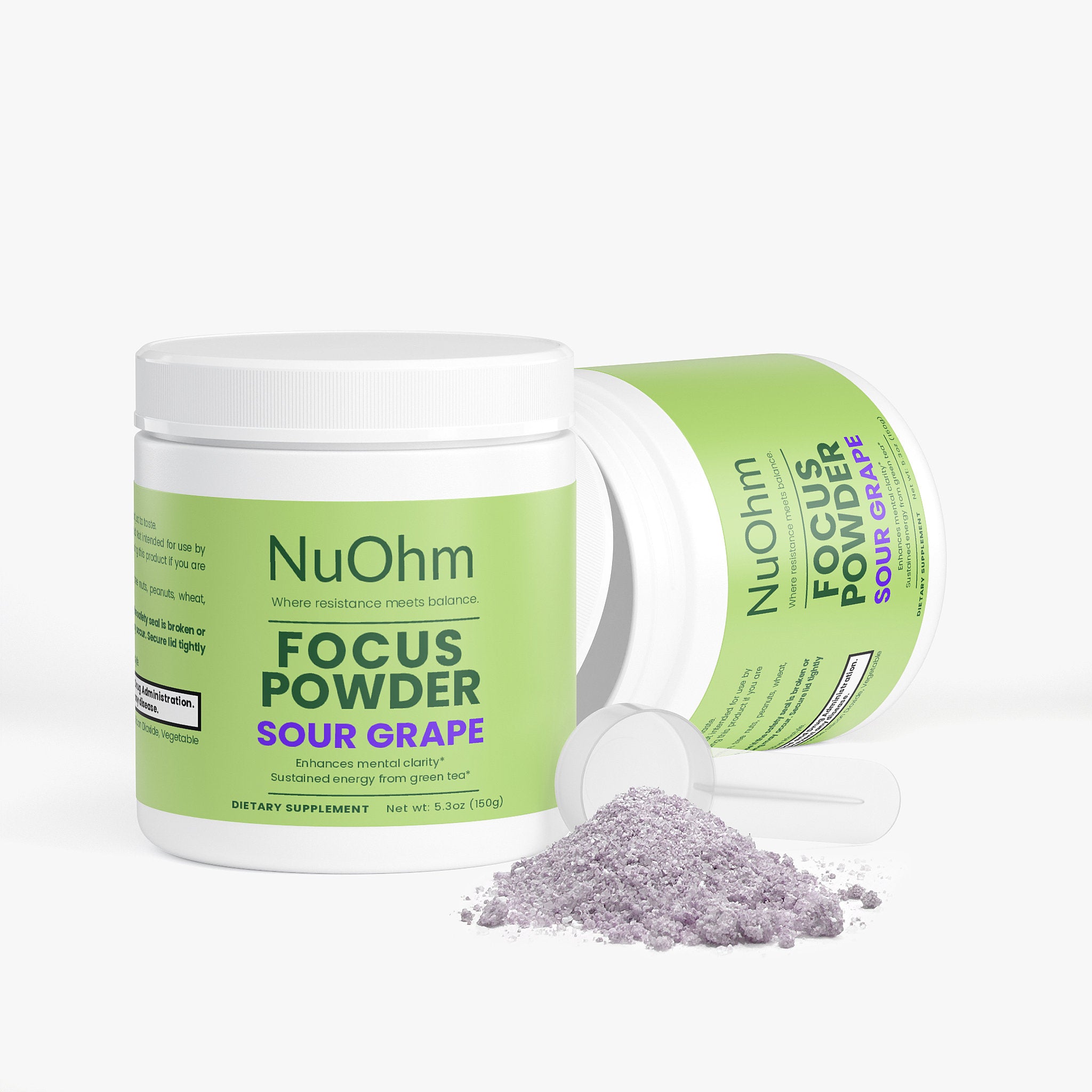 Focus Energy Powder (Sour Grape) - Sugar-Free with Caffeine, L-Theanine & Electrolyte - NuOhm