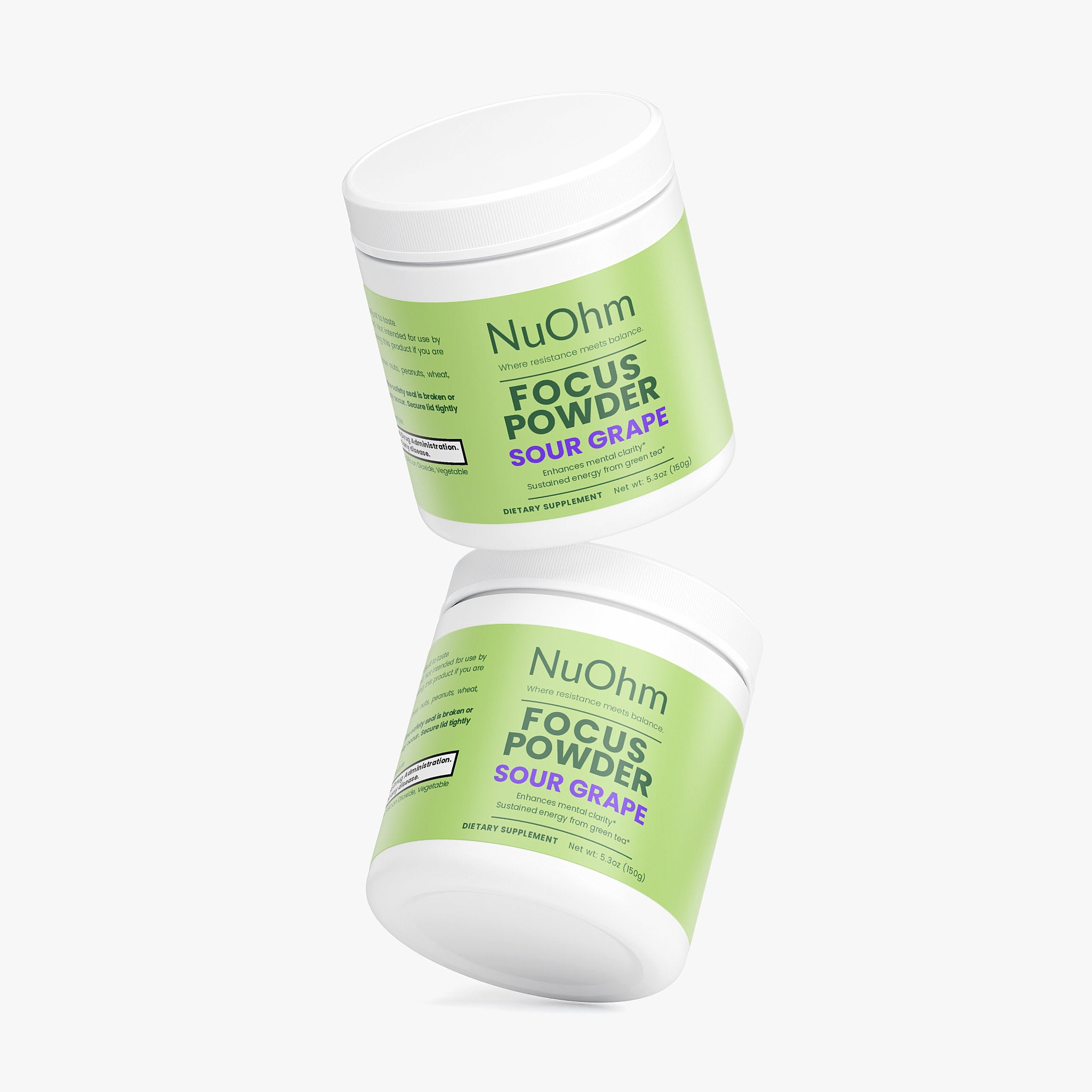 Focus Energy Powder (Sour Grape) - Sugar-Free with Caffeine, L-Theanine & Electrolyte - NuOhm