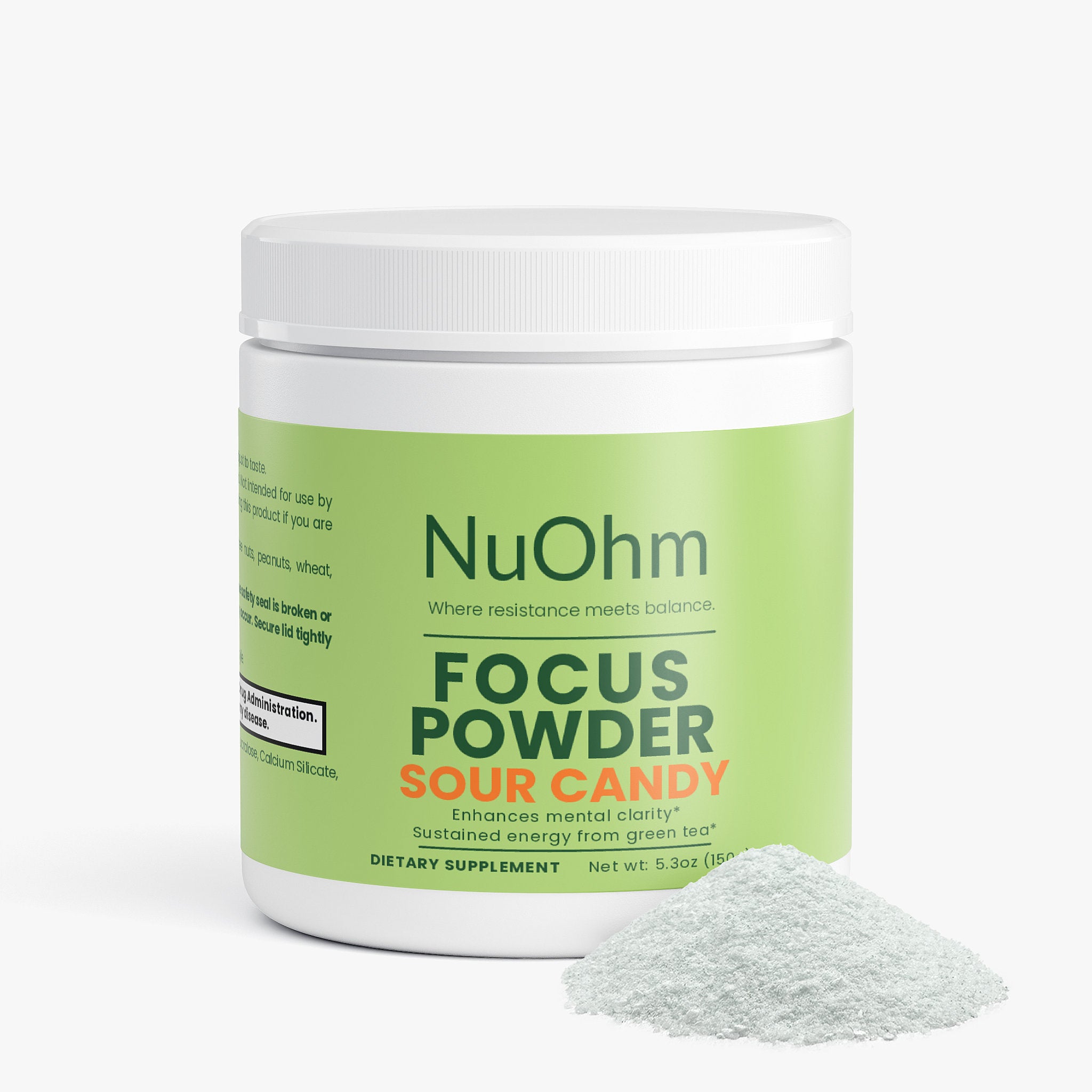 Focus Energy Powder (Sour Candy) - Sugar-Free with Caffeine, L-Theanine & Electrolyte - NuOhm