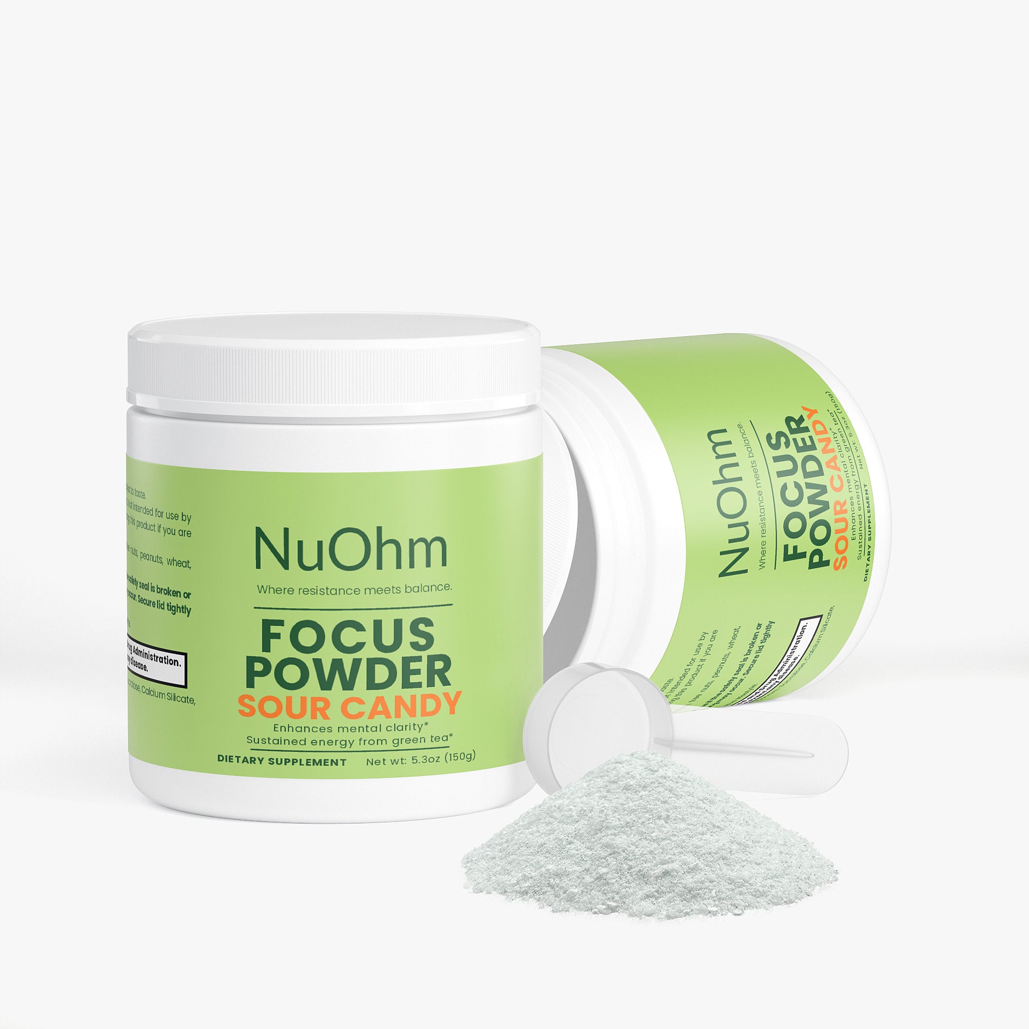 Focus Energy Powder (Sour Candy) - Sugar-Free with Caffeine, L-Theanine & Electrolyte - NuOhm