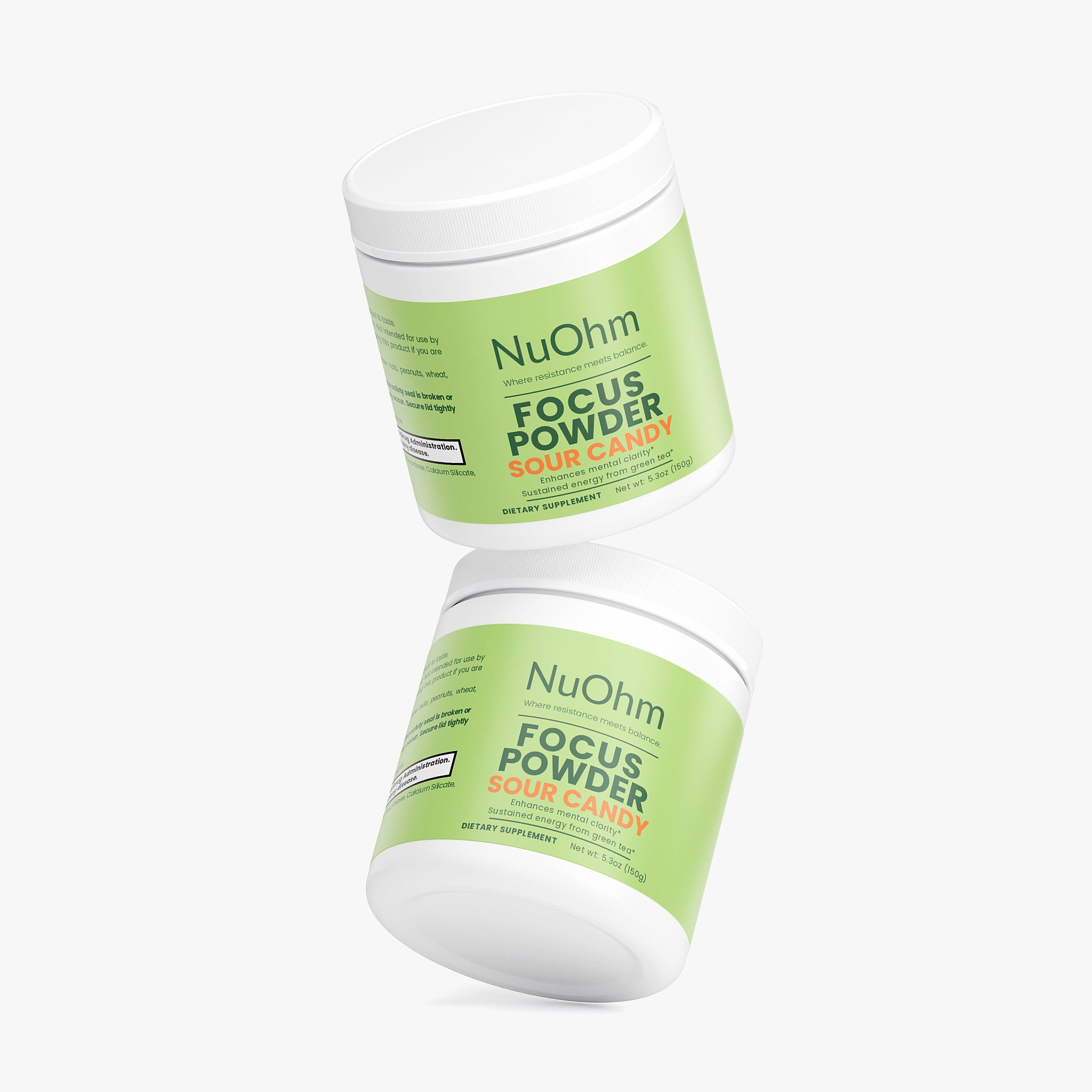 Focus Energy Powder (Sour Candy) - Sugar-Free with Caffeine, L-Theanine & Electrolyte - NuOhm