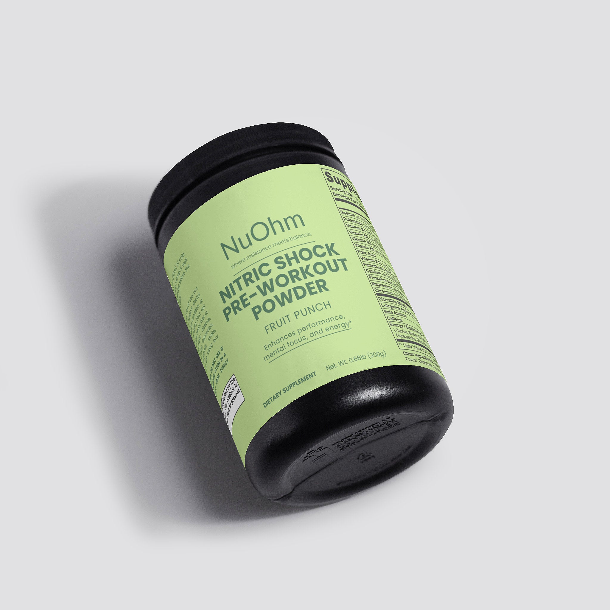 Nitric Shock (Fruit Punch) Pre-Workout for Strength, Energy, Focus and Endurance Support - NuOhm
